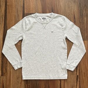 Hollister Men’s Gray Waffle Knit Thermal Logo Long Sleeve Size Small